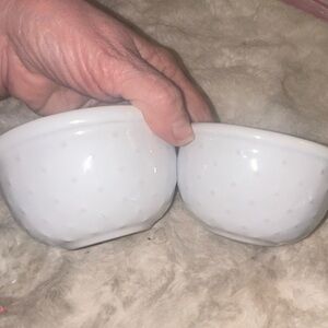 2 Primagera White Dessert Custard Cups Beaded Dotted Fruit Dipping Prep Bowl 4”
